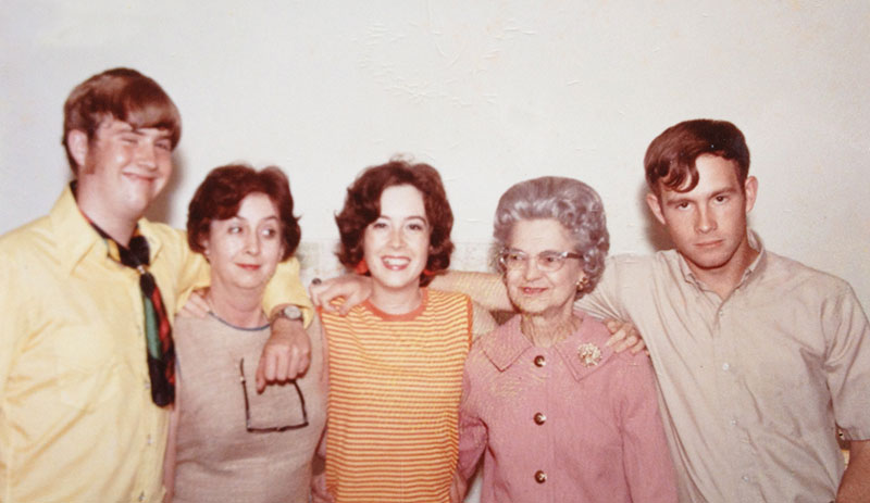 The Morgan family: Nancy Morgan, center; brother George, far left; brother John, far right. (Photo courtesy George Morgan, via Mark I. Pinsky Papers, Southern Appalachian Archives, Mars Hill University)