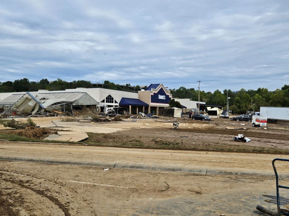 flood damage near a building