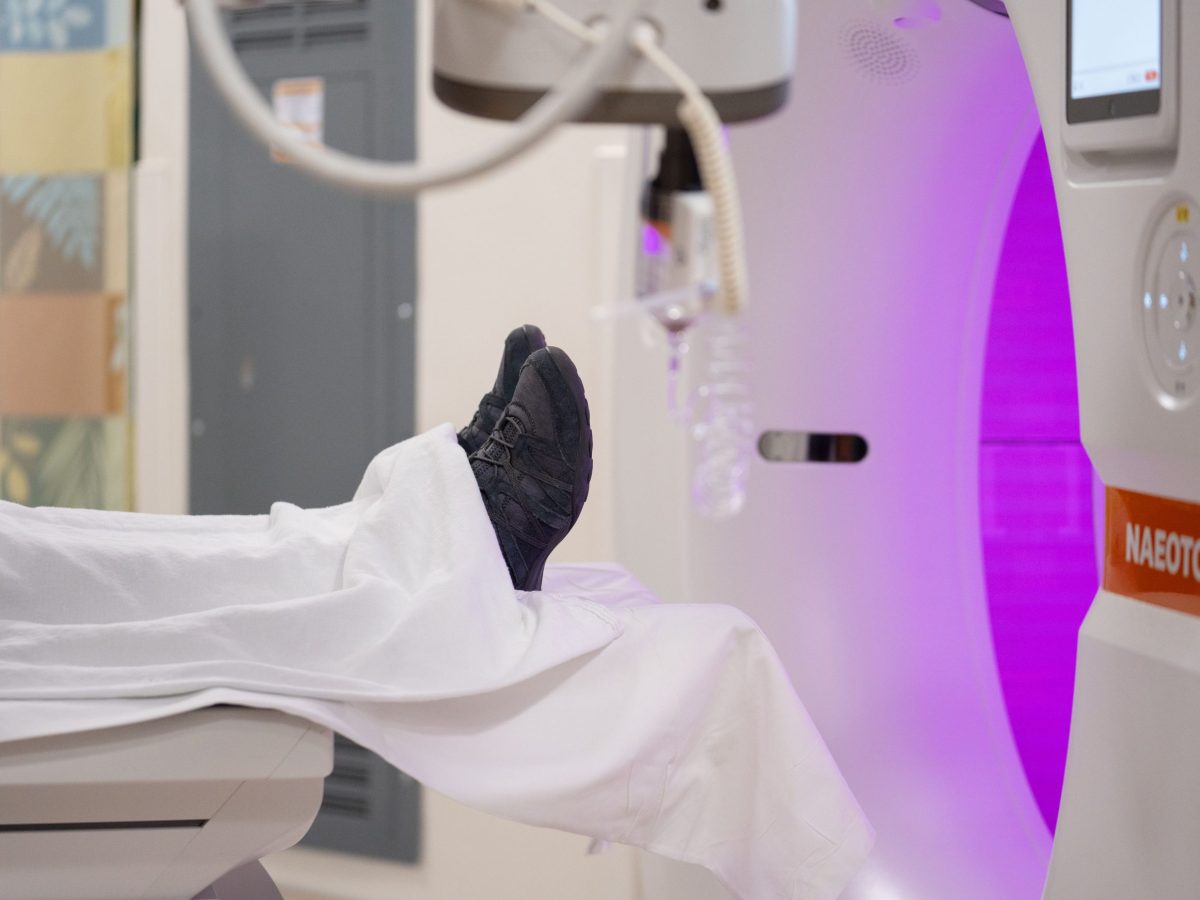 feet by a CT machine