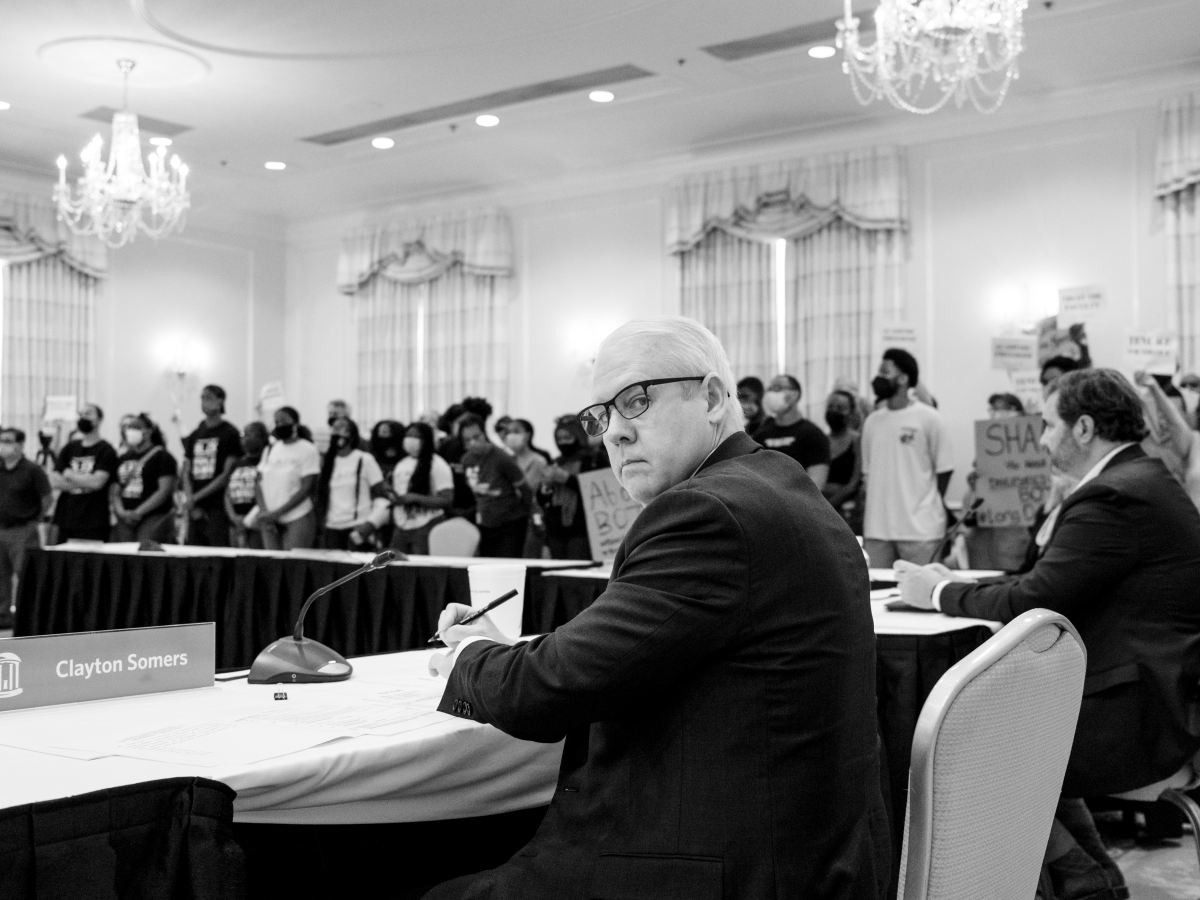 Clayton Somers at a UNC Chapel Hill meeting